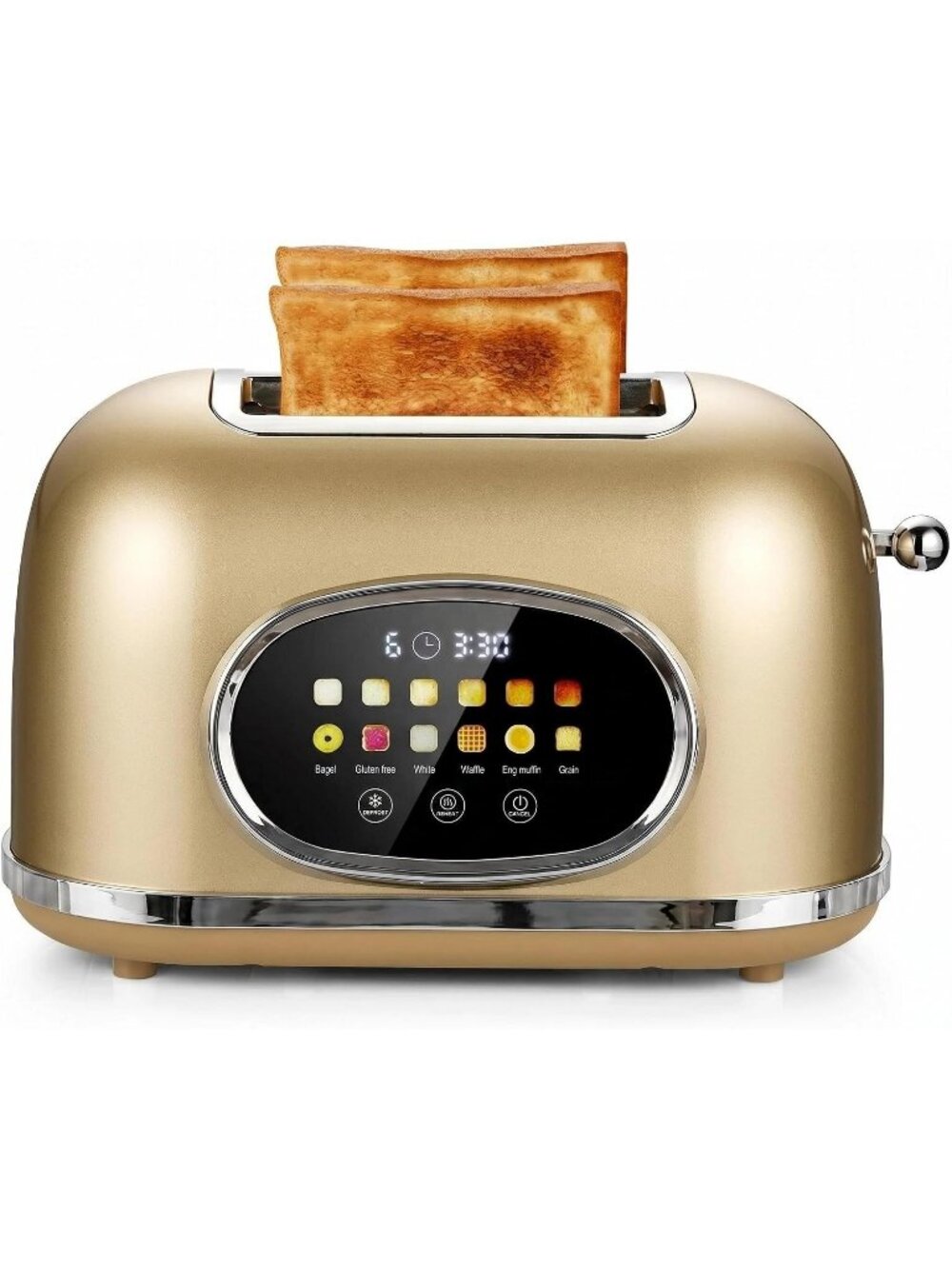 2 Slice Gold Touchscreen Stainless Steel Digital Timer Even Toasting Toaster